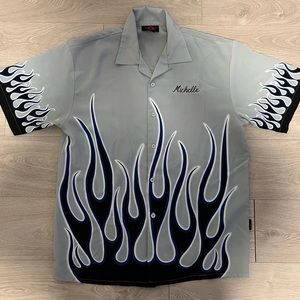 Flames Vintage bowling shirt with Michelle 25.5 inches x 33 inches